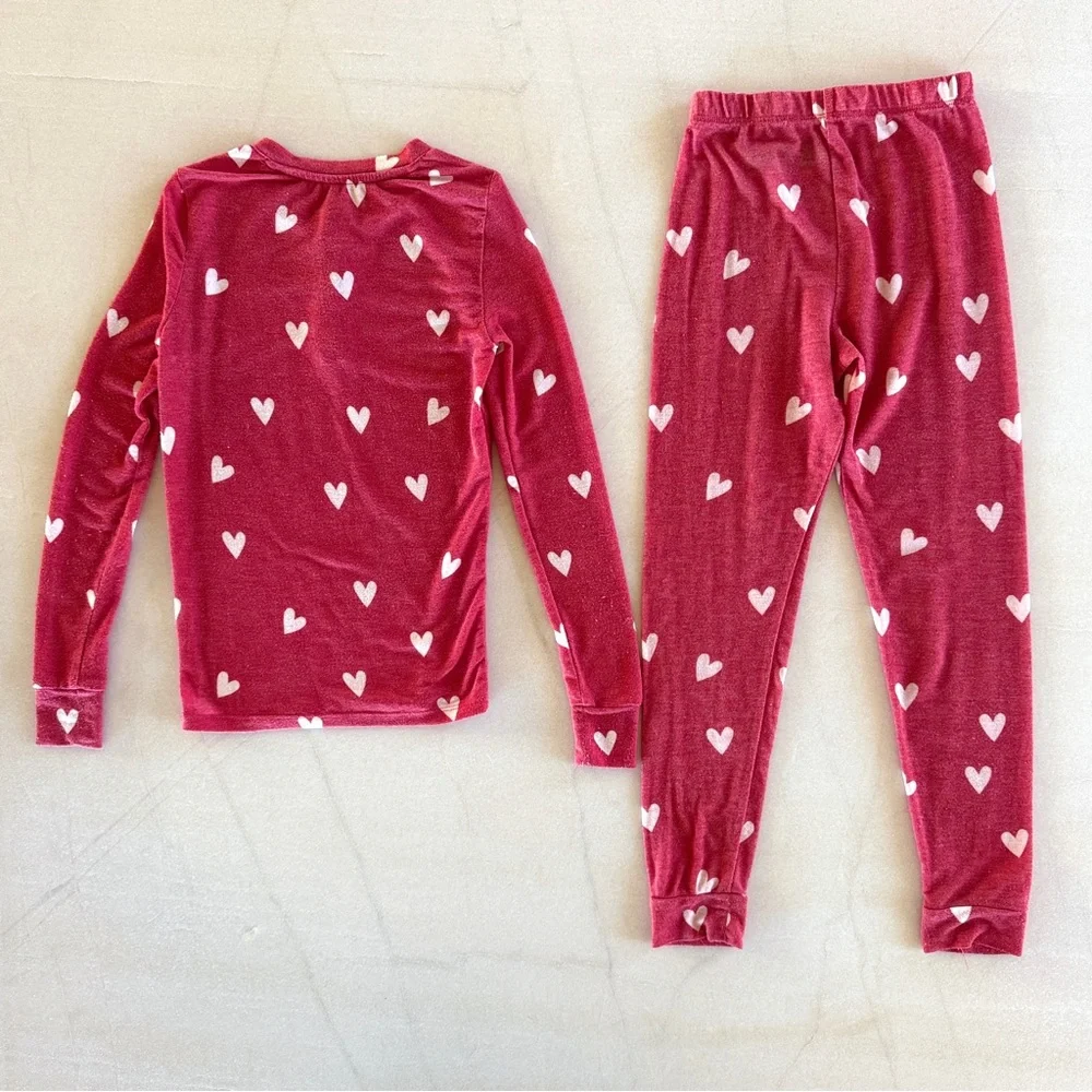 Honeydew Girls Heart Print Pajama Set Red White Size 8 Lightweight